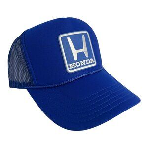 NEW VINTAGE STYLE HONDA MOTORS RACING LOGO ROYAL BLUE TRUCKER HAT TRENDY